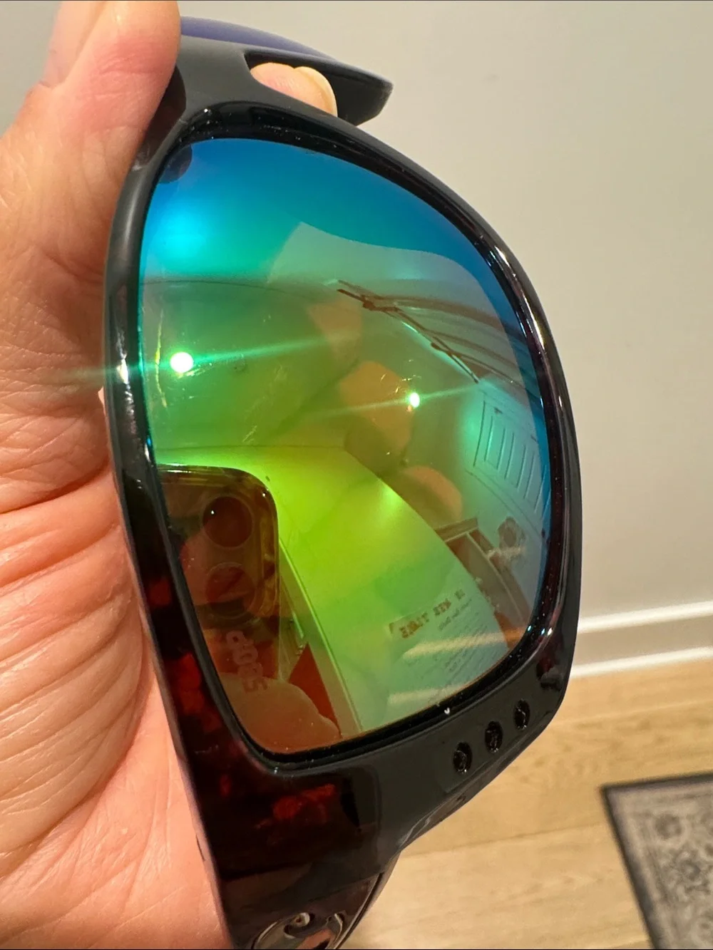Costa Men's Black Frames with Green and Blue Mirrored Lenses
